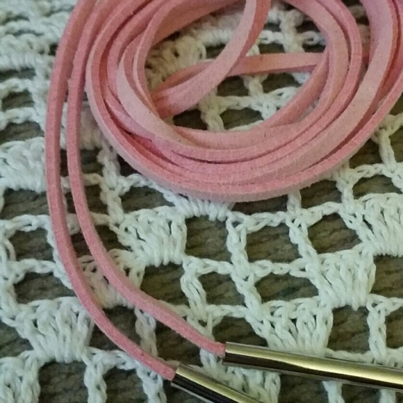 Pink Wrap-Around Suede Bow Tie Choker - Picture 3 of 5